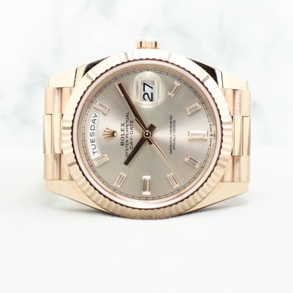 Rolex Daydate 40mm President 228235 Sundust with Baguette Diamond Dial