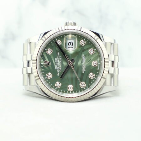 Rolex Datejust 36mm Jubilee 126234 Green Palm w 10 Points Diamond Dial